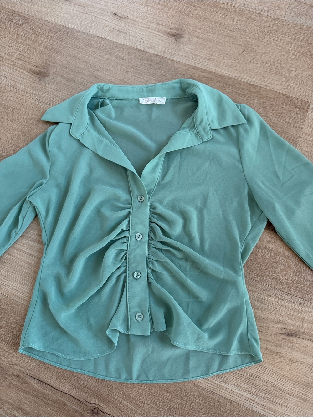 Blush Button-Front Top in Mint Green